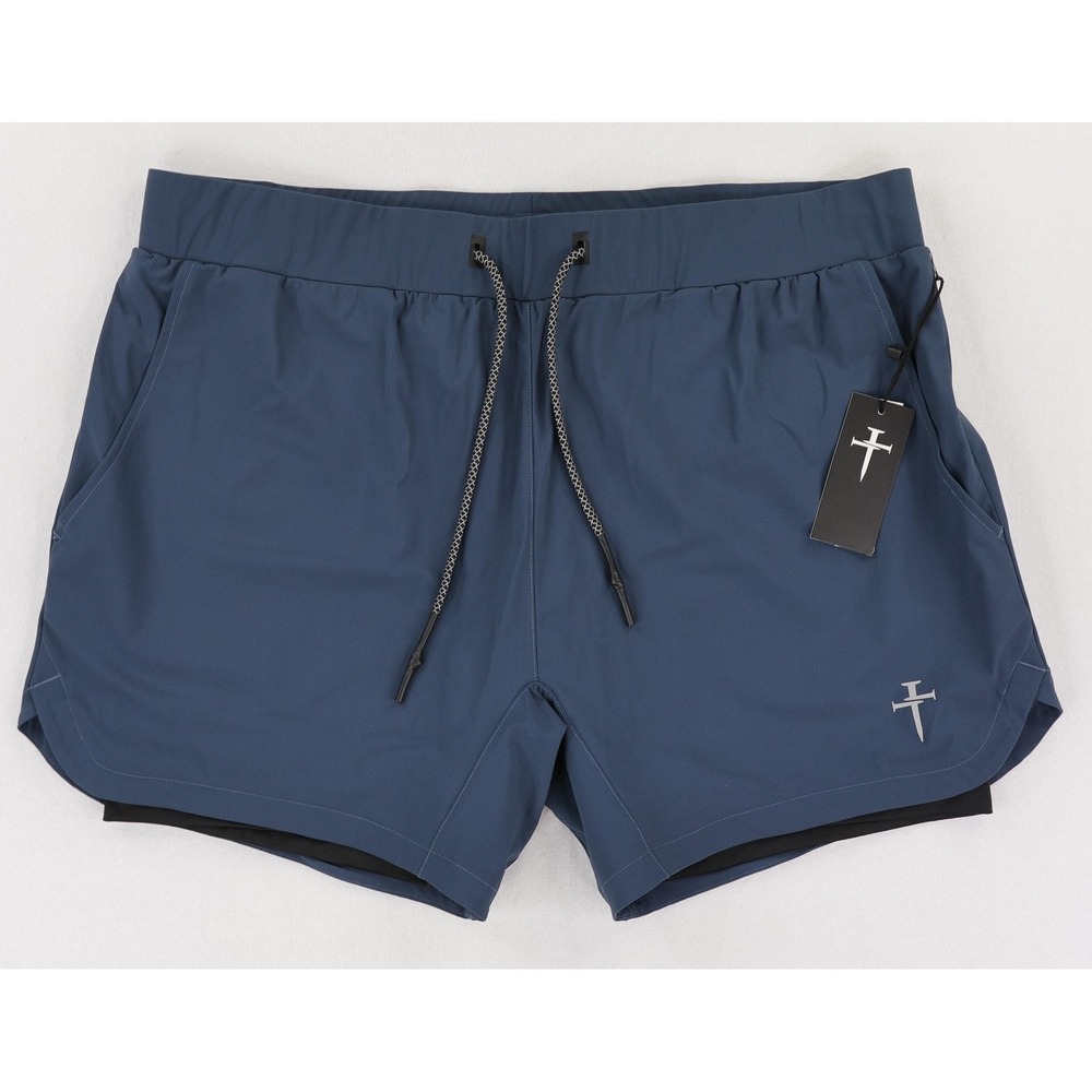 Three Nails Shorts Mens 2XL Blue Pro-Tech 2.0 Lined 5" Running Athletic NWT